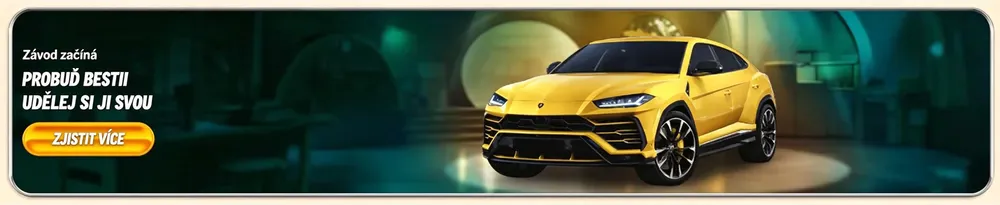 "Vegasino "Uvolněte bestii" banner na propagaci luxusního SUV"